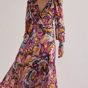 Anthropologie Complete The Look The Odetta Ruffled V-Neck Maxi Dress